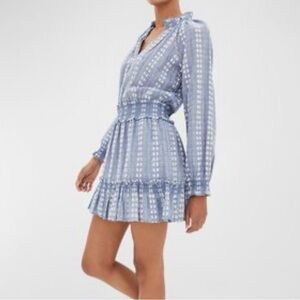 Veronica Beard Espie Embroidered Ruffle Mini Dress M
